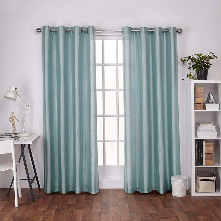 image for BRAND NEW Exclusive Home Curtains Chatra Faux Silk Grommet Top Window Curtain Panel Pair,