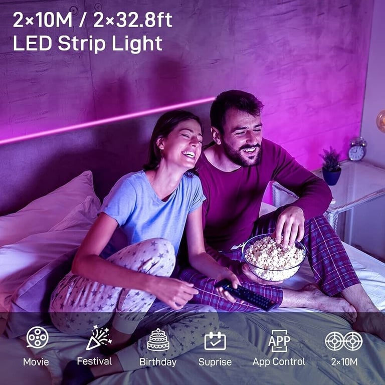 Very Long 20M LED Strip Lights- App & Remote Controlled