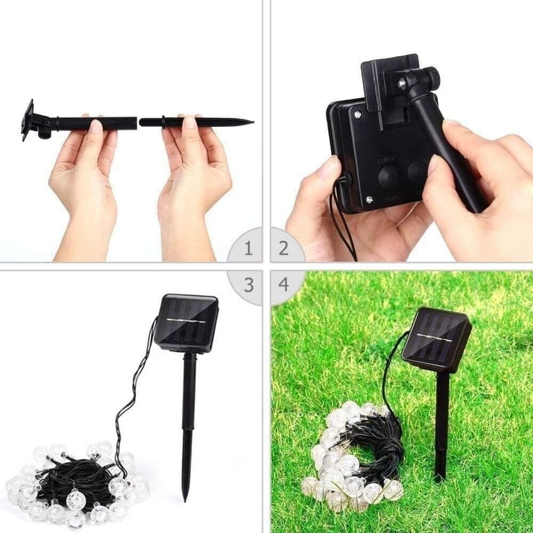 Solar/USB Powered Globe String Lights 50LED 24Ft