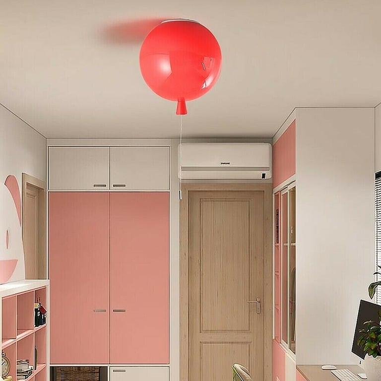 STORY COLOURFUL RED BALLOON LAMP LARGE FLUSH MOUNT MODERN SINGLE LIGHT WITH PULL