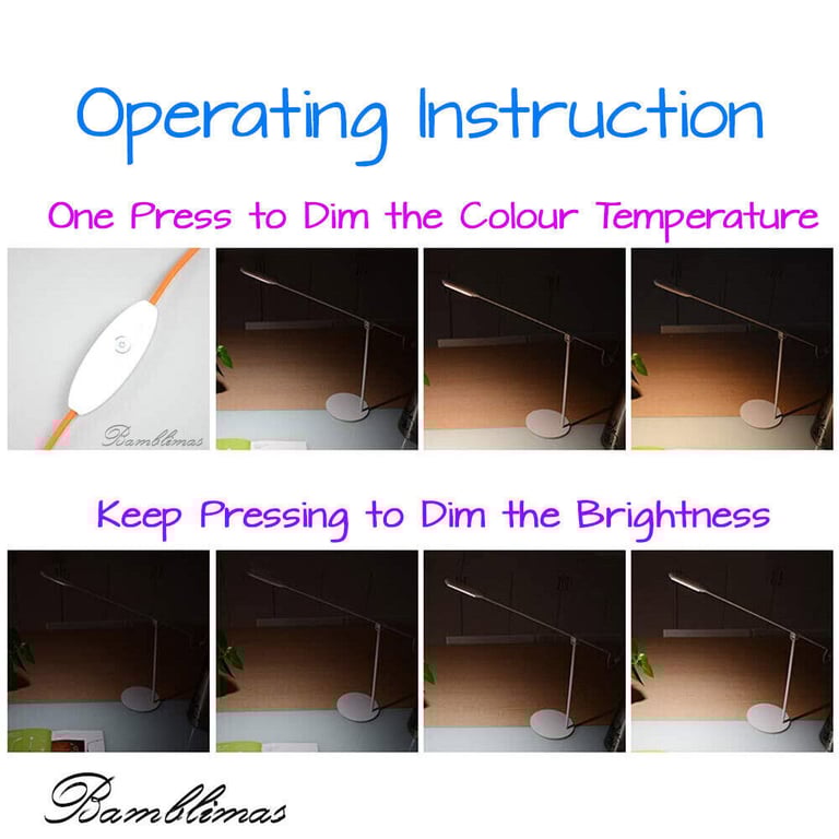  LED Desk Lamp Swing Arm Eye-Caring Table Lamps Temperature Adjustable 360. 20+ available