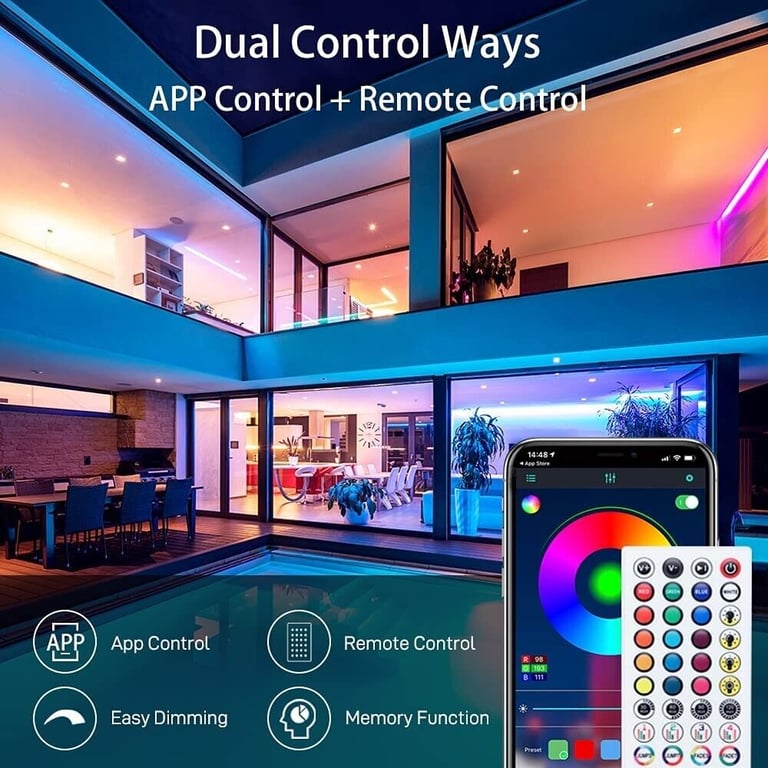 Very Long 20M LED Strip Lights- App & Remote Controlled