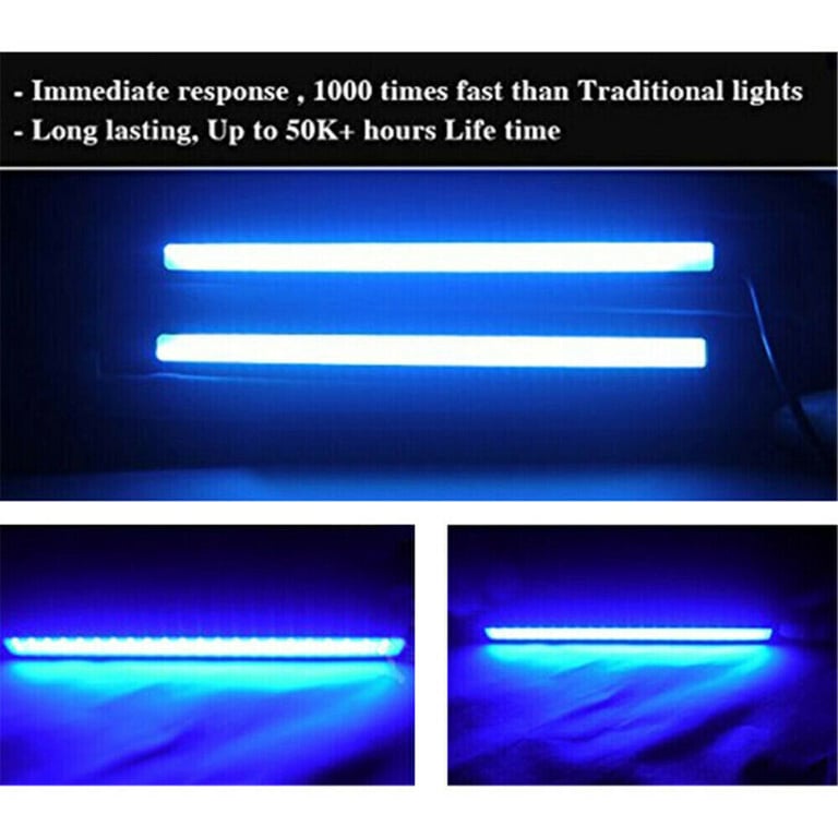 2 x BLUE LED DRL DAYTIME RUNNING LIGHT 60 SMD LAMP SET 14cm WATERPROOF COB LAMPS