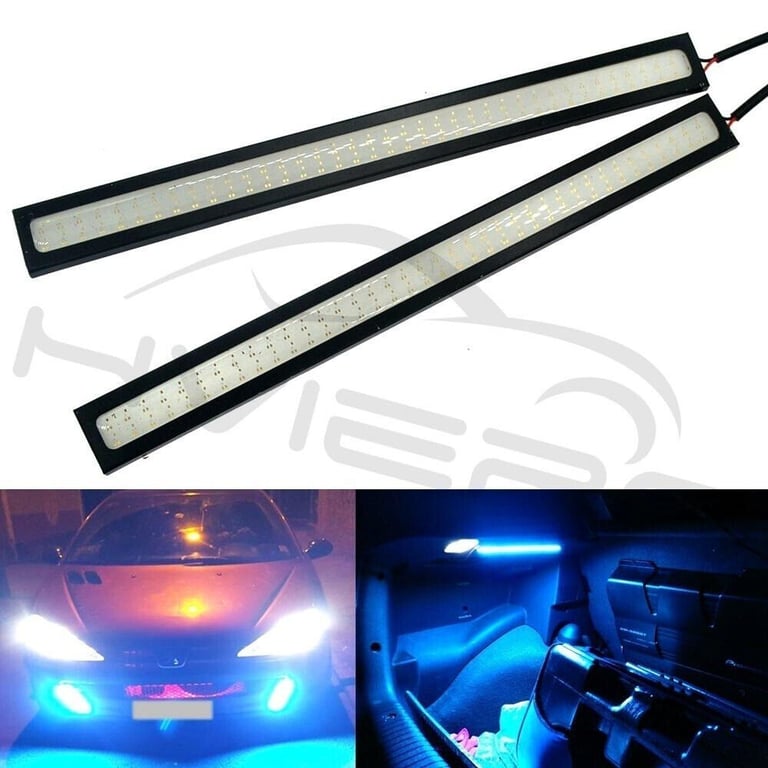 2 x BLUE LED DRL DAYTIME RUNNING LIGHT 60 SMD LAMP SET 14cm WATERPROOF COB LAMPS