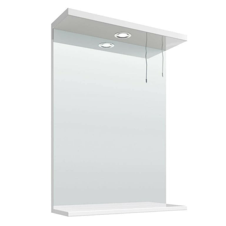 image for High Gloss White Illuminated Bathroom Mirror (550mm Wide)