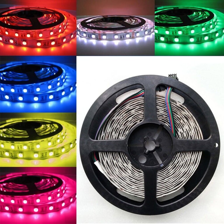 New 5 Meters Long RGB Multiple Colour LED Strip Light, 12V Power Supply & Remote Control Included