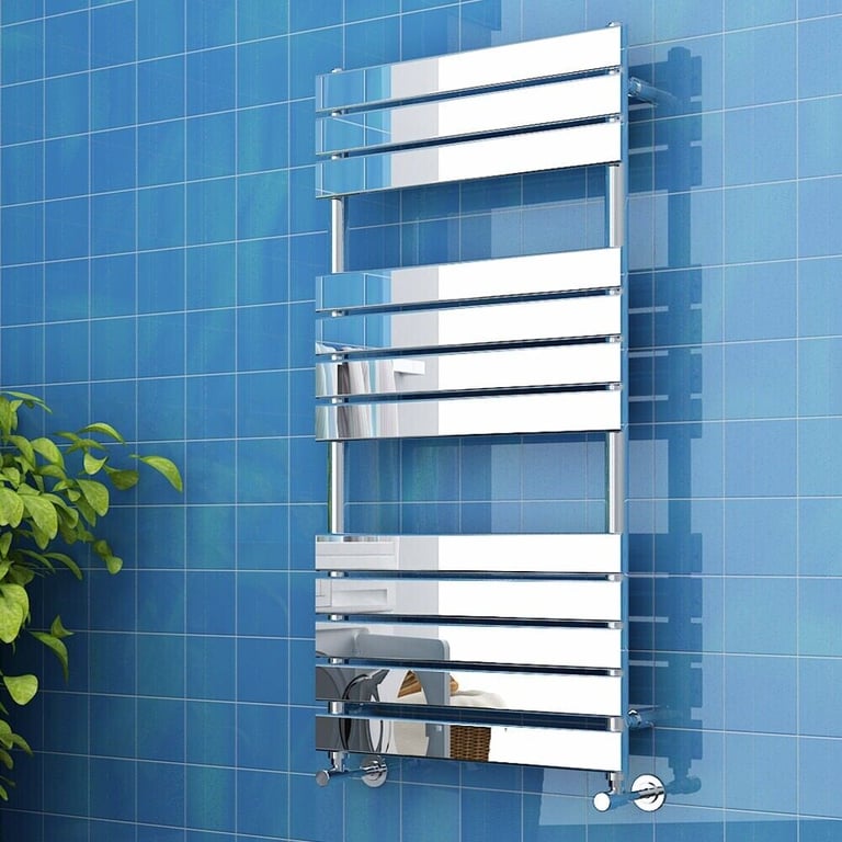image for Bathroom Flat Panel Chrome Towel Radiator 1200x600mm RRP £260 Our Price £160