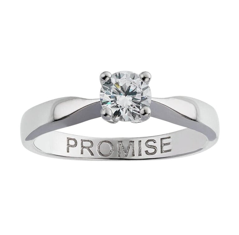 REVERE STERLING SILVER CUBIC ZIRCONIA 'PROMISE' RING SIZE LARGE