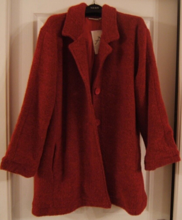 Ladies Designer Coat Adini Size M (14) Scarlett Red Frost Coat, (Used) Huge Saving! NEW COST £150!