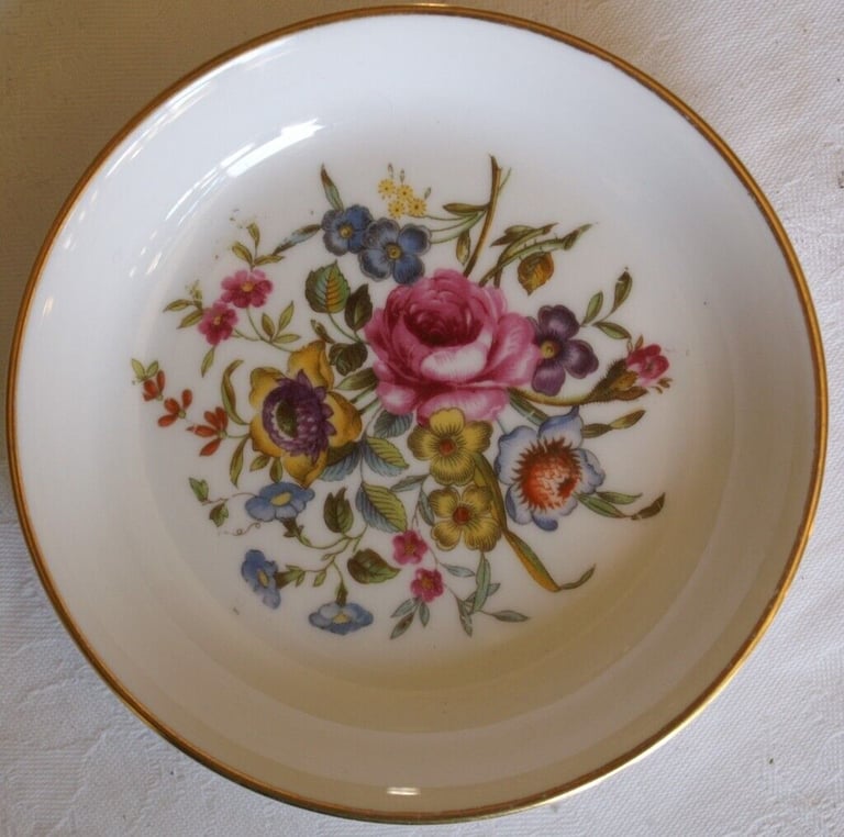image for Royal Worcester Fine Bone China Butter Pat/Pin Dish - Bournemouth Floral Pattern
