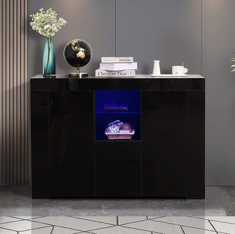 image for *BRAND NEW* LED Sideboard Cabinet 116CM - BLACK