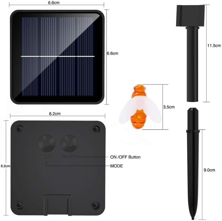 [2 Pack] Bee Solar Garden String Lights 30LED 5M/16.5Ft x2