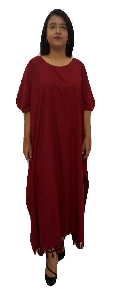 PLAIN Kaftan Caftan Dress Ladies Tropical Long Vintage Abaya Plus Blouse Shirt Dress Modest 