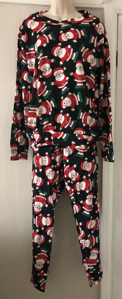 image for Women's Red, Father Christmas Pajamas, ladies casual sleepwear with 2 pockets,