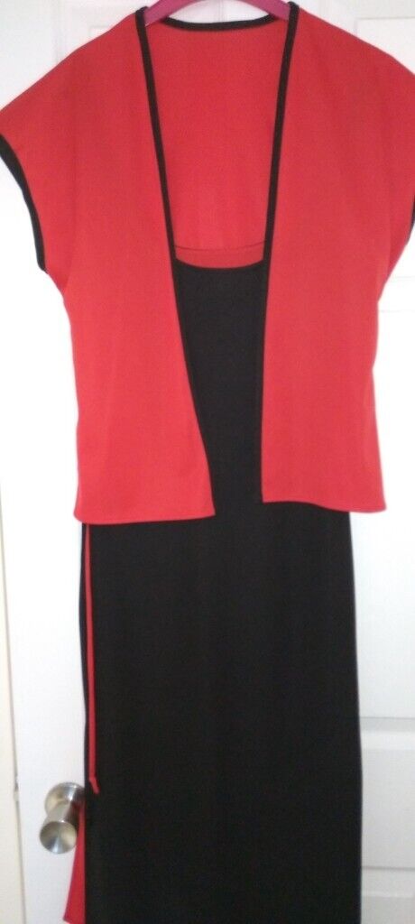 image for DRESS AND JACKET, DRESS IS REVERSABLE SO CAN BE WORN EITHER RED OR BLACK