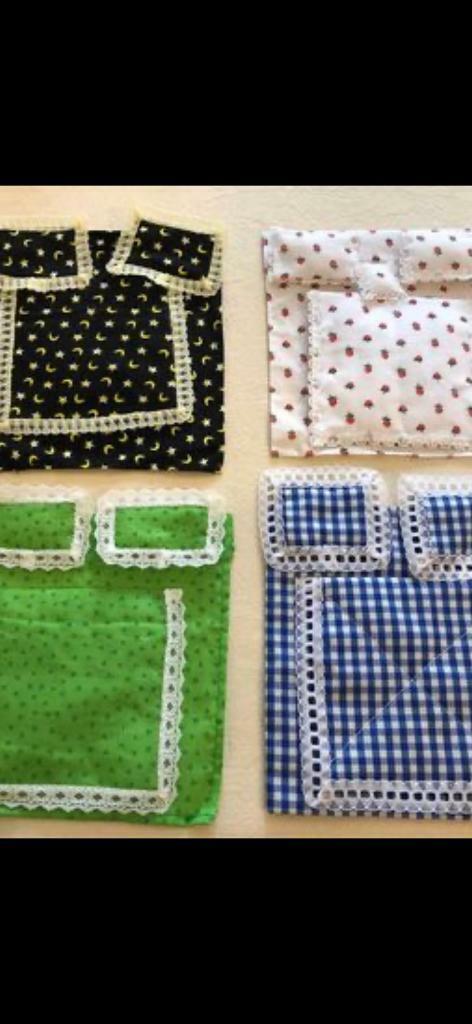 JOB LOT dollhouse sized double/single bedsets/matching curtains/nets