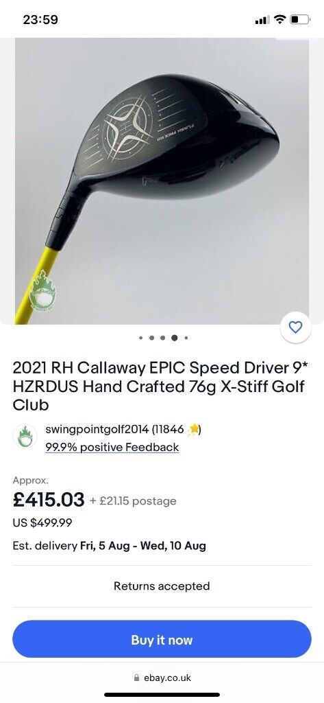 CALLAWAY EPIC SPEED DRIVER  10.5 degree   R/H