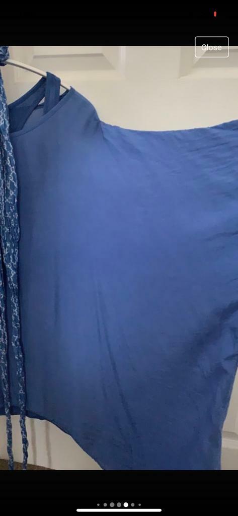 Lovely BNWT blue top with matching vest top and scarf. One size