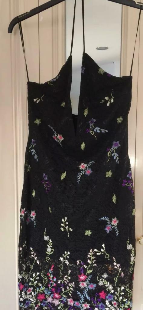 image for Black Lace Embroidery Strap Dress size 8