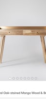 Swoon Fresco Desk, Natural Oak-stained Mango Wood & Brass