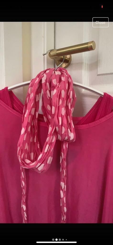 Lovely BNWT pink top with matching vest top and scarf. One size.