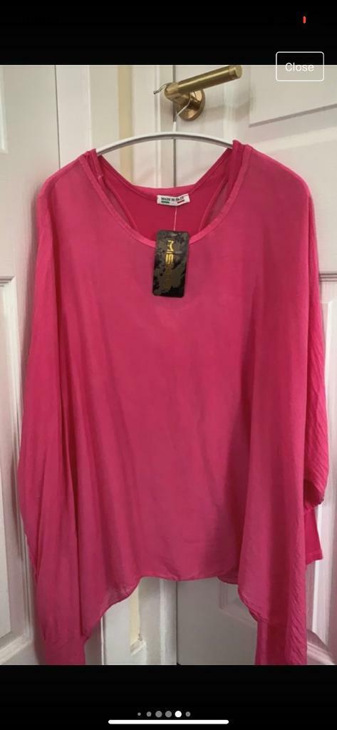 Lovely BNWT pink top with matching vest top and scarf. One size.