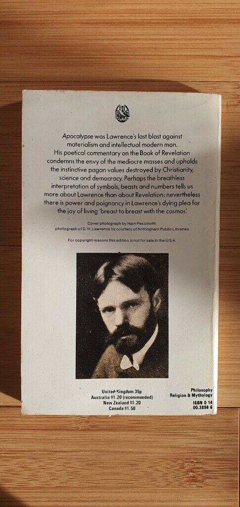 ‘Apocalypse with an introduction by Richard Aldington’, Wrote by D.H.Lawrence