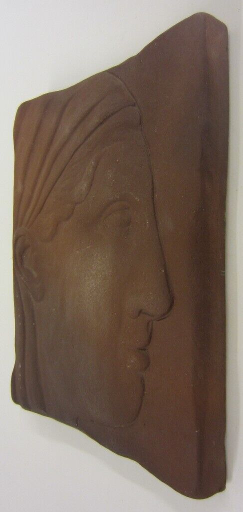 Classical Greek Inspired 'Woman with Head Scarf' / Dark Pottery Wall Tile