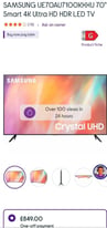 SAMSUNG UE70AU7100XXX 70inc 4K ULTRA FULL HD SMART TV 