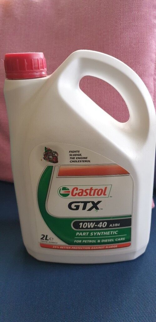 Motor Engine OIL. Castrol GTX Part Synthetic Oil for Petrol and Diesel cars. 10w-40 A3/B4