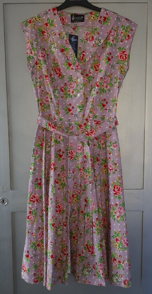 image for LADY VINTAGE FLORENCE DRESS Size 12 new with tags  dusty rosé