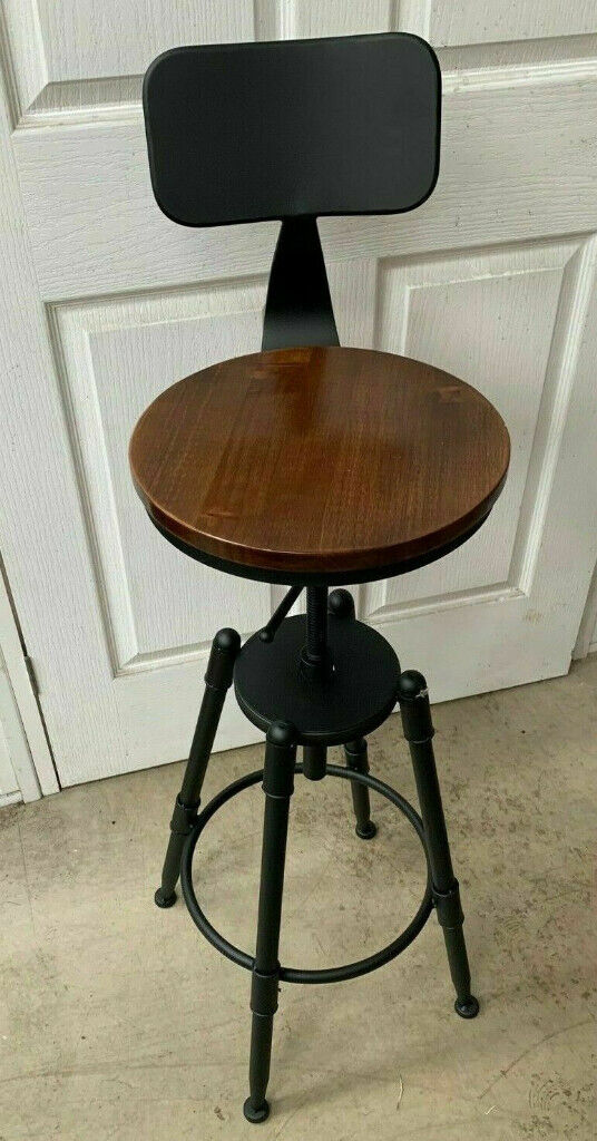 OAK SEATED BEAUTIFUL STYLISH DESIGNER METAL BAR STOOL MODERN STYLE CHAIR STOOL