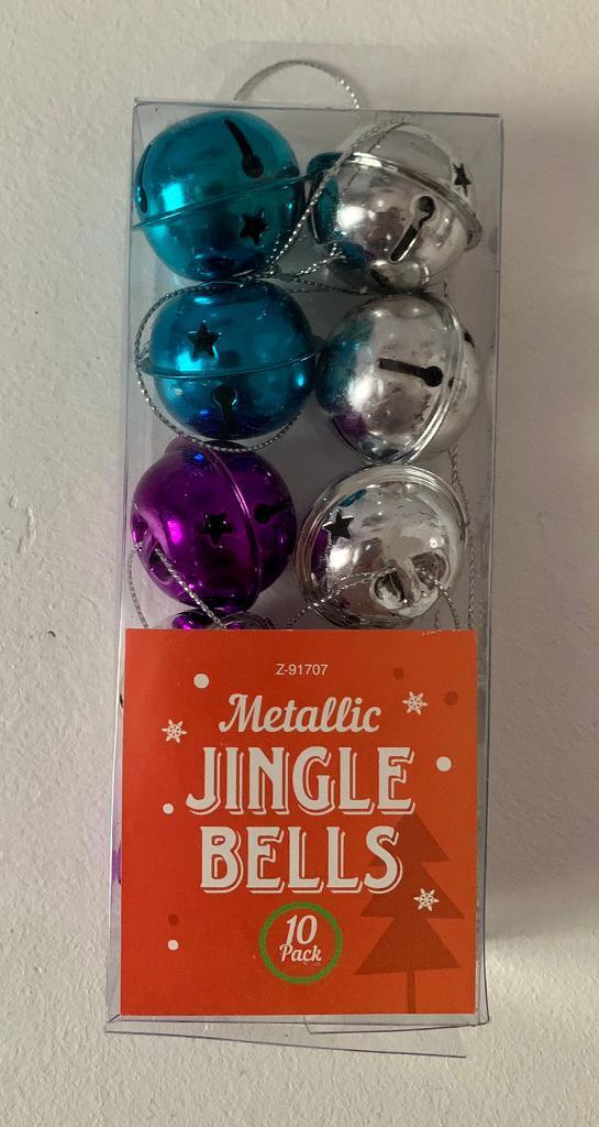 Christmas Metallic Jingle Bells Tree Decorations (10 Pack) - 50p Each 