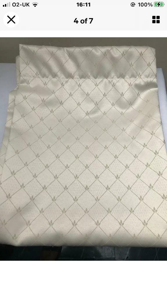 Cream pair of Jacquard pencil curtains size 107” x 72” drop brand new