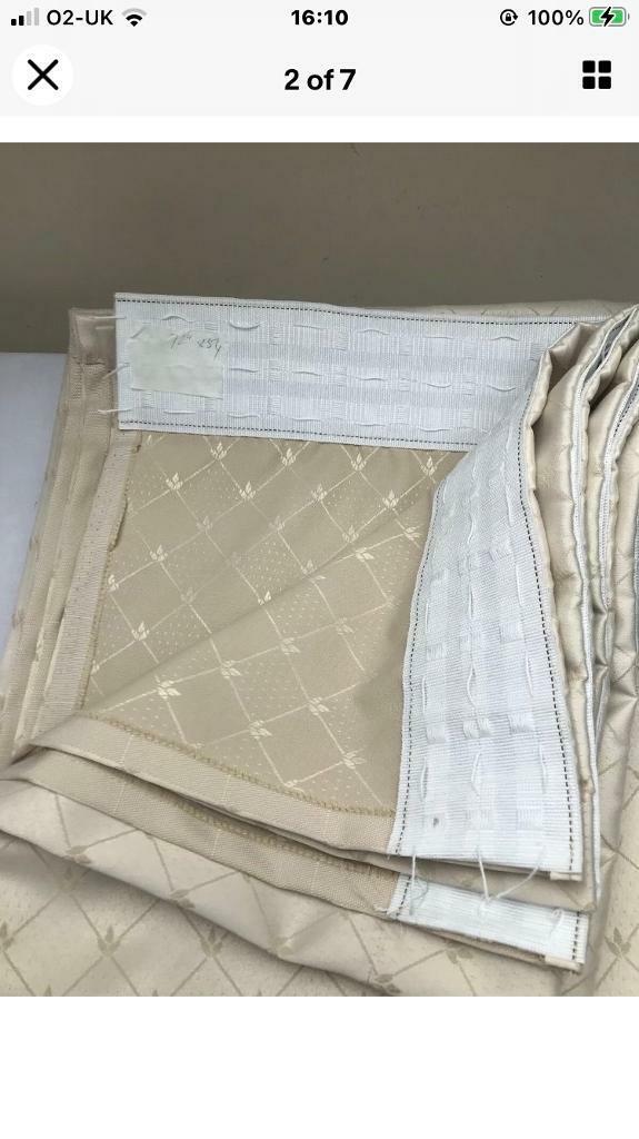 Cream pair of Jacquard pencil curtains size 107” x 72” drop brand new