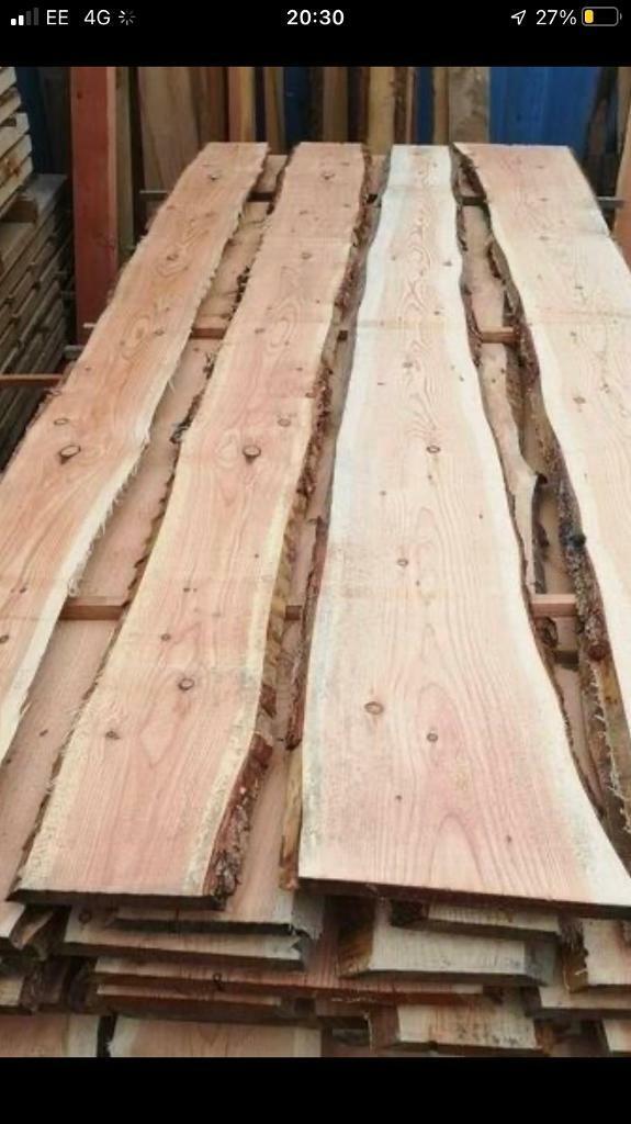 Scottish larch cladding square edge and waney edge 