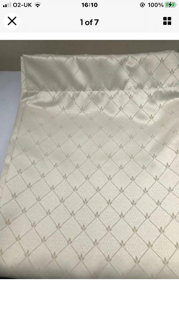 image for Cream pair of Jacquard pencil curtains size 107” x 72” drop brand new