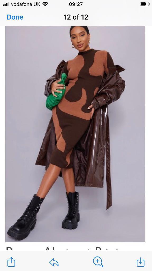 image for BN Brown Abstract High Neck Cut Out Dress
