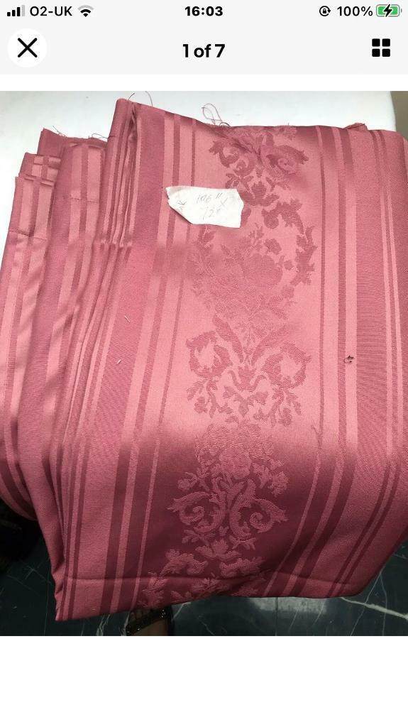 image for Pair Of Jacquard Pencil Pleat Curtains Size 106” X 72” Drop Dusty Pink