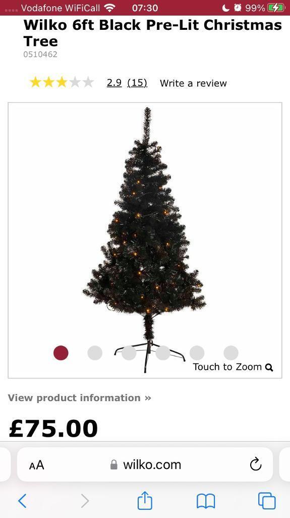 image for 6ft black prelit Christmas tree 