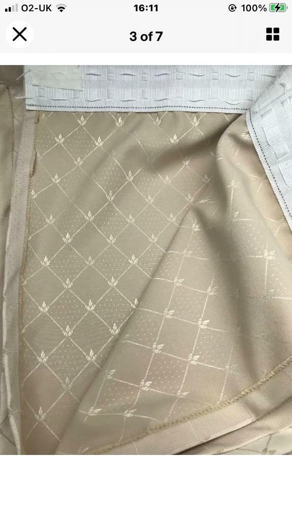 Cream pair of Jacquard pencil curtains size 107” x 72” drop brand new