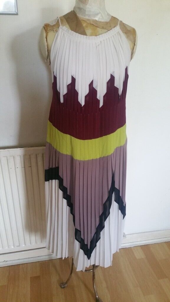 Rare Vintage 00's Designer BCBG MAXAZRIA ' THE MUSE ' Runway Colour Block Dress. Ex Cond. Size : S 