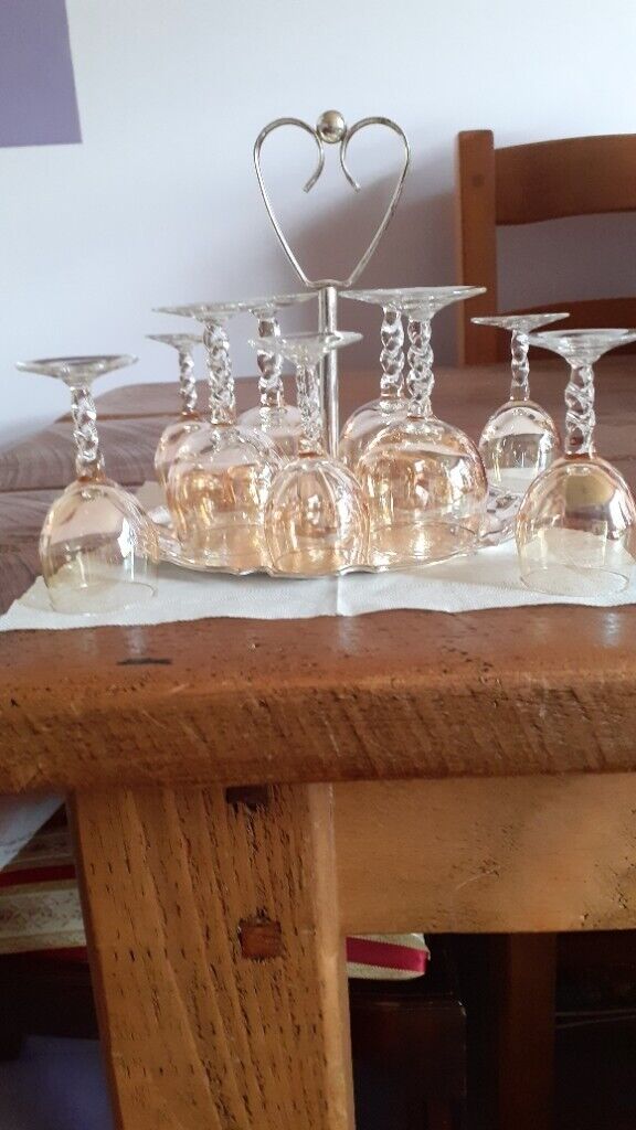 Vintage Tray and 8 Sherry/Port/Liqueur  Glasses