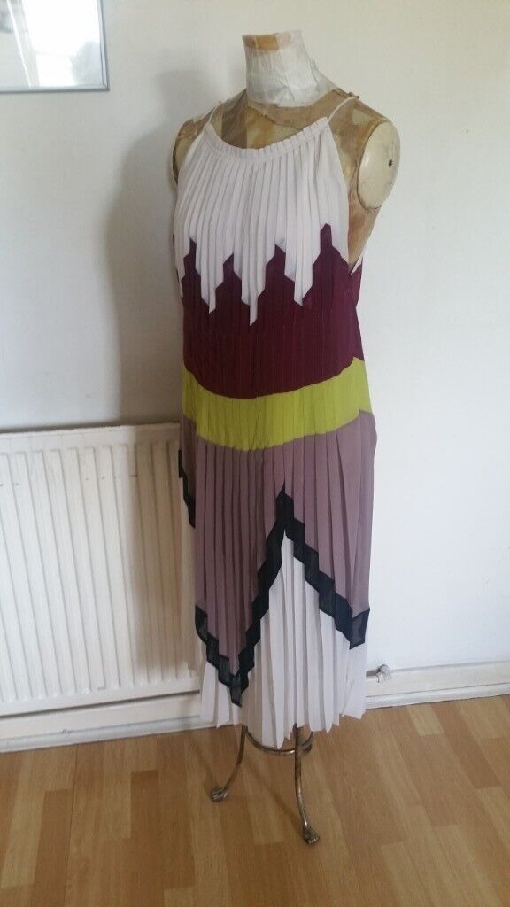 Rare Vintage 00's Designer BCBG MAXAZRIA ' THE MUSE ' Runway Colour Block Dress. Ex Cond. Size : S 