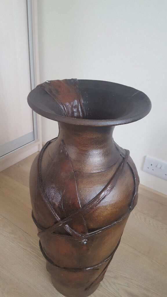 Tall clay brown antique vase 62cm height