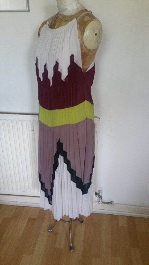 Rare Vintage 00's Designer BCBG MAXAZRIA ' THE MUSE ' Runway Colour Block Dress. Ex Cond. Size : S 