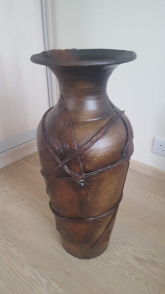 Tall clay brown antique vase 62cm height