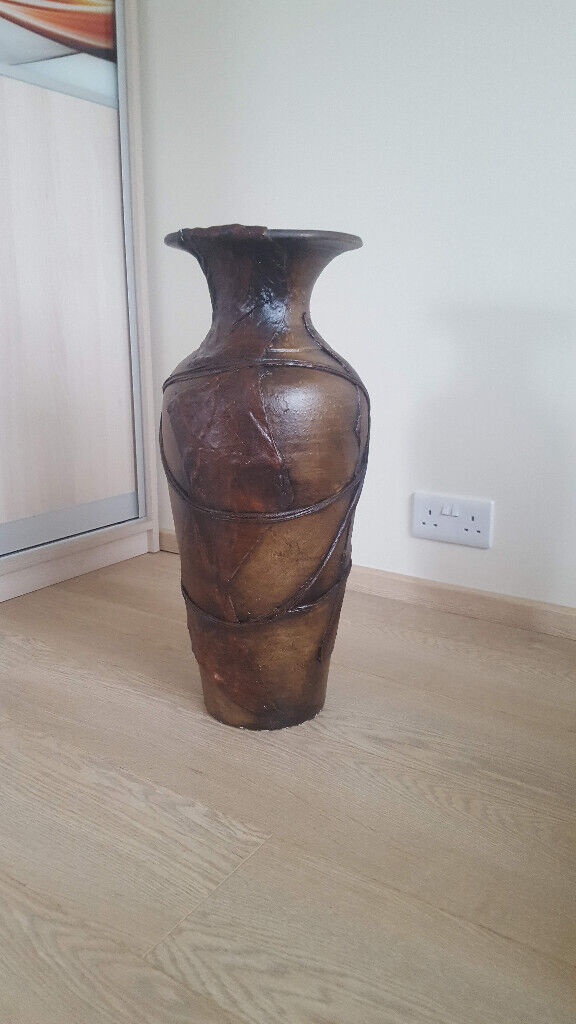 Tall clay brown antique vase 62cm height