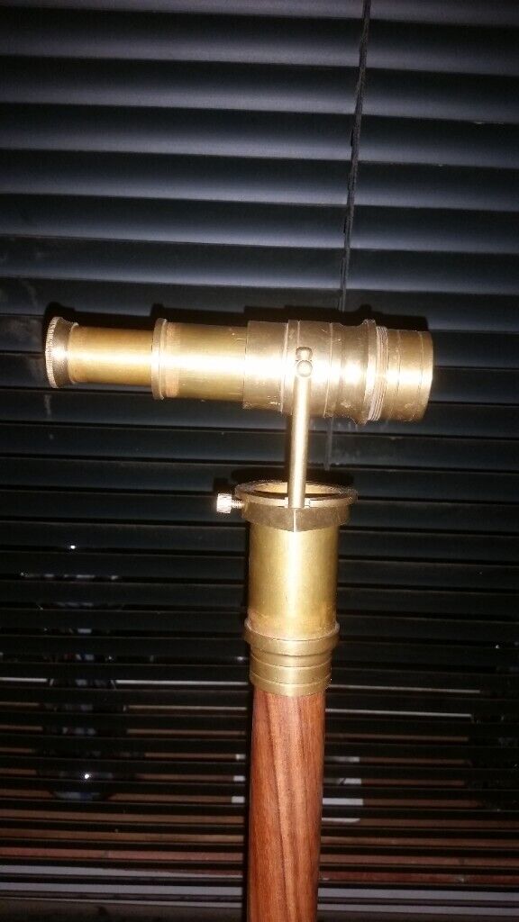 vintage walking stick with inbuilt brass telescope