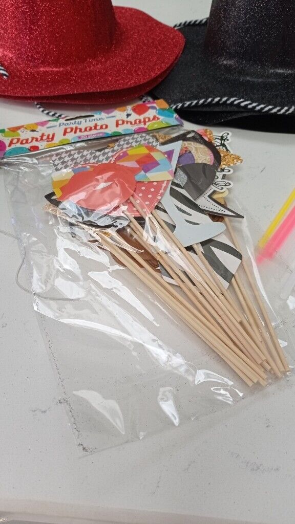 image for  Party items. Hats masks blowers etc . As new